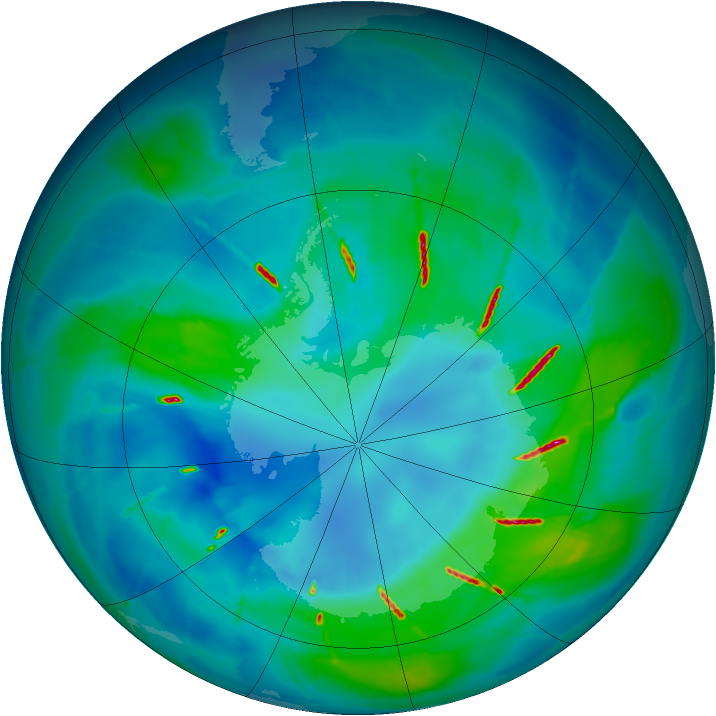 Antarctic ozone map for 09 April 2010